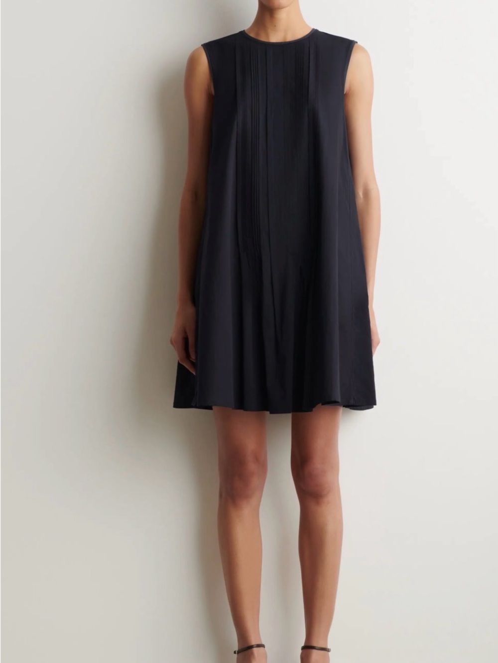 COS Black Sleeveless Pintuck A-Line Dress